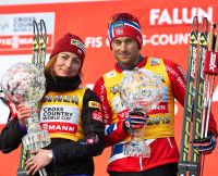 Overall winners from last year, l-r: Justyna Kowalczyk (POL) and Petter Northug (NOR)