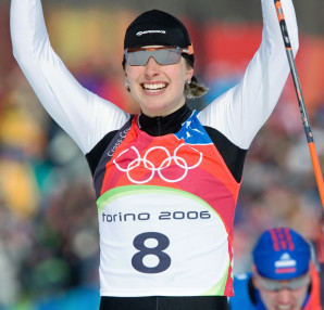 Canada's Chandra Crawford wins Olympic Sprint gold in Torino 2006 [P] Heinz Ruckemann