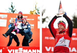 Norway's Marit Bjoergen (l) won her first TdS title last year while teammate Martin Johsrud Sundy claimed his second TdS overall men's trophy. [P] Nordic Focus