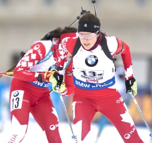 Canada's Megan Bankes tags anchor Julia Ransom [P] Nordic Focus