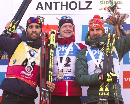 Men's podium (l-r) 2nd, Boe 1st, Peiffer 3rd [P] Nordic Focus