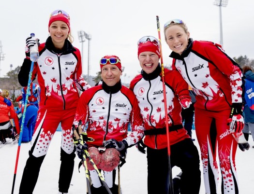 (l-r) Natalie Wilkie, Chris Klebl, Mark Arendz and Emily Young take the silver in the team mixed relay [P] Dave Holland/Canadian Paralympic Committee