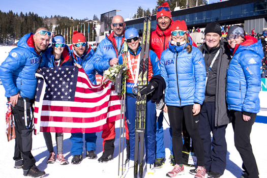 Team USA celebrates Dunklee's medal [P] Nordic Focus