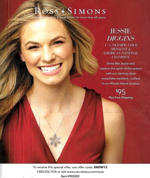 Jessie Diggins snowflake necklace from Ross-Simons jewelers [P]
