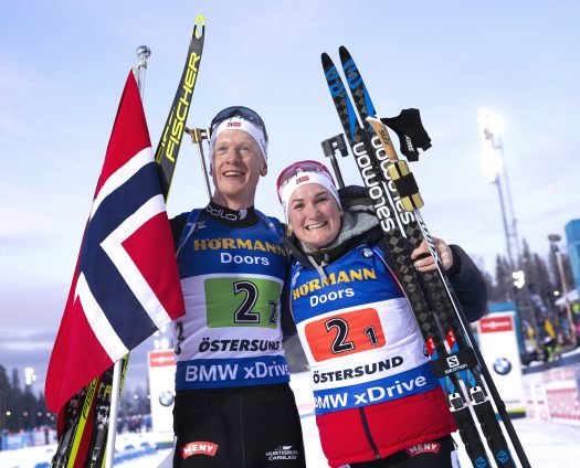 Norway’s Johannes Thingnes Boe (l) and Marte Olsbu Roeiseland [P] Nordic Focus