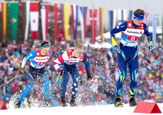 Erik Bjornsen (middle) skied a brilliant first leg [P] Reese Brown