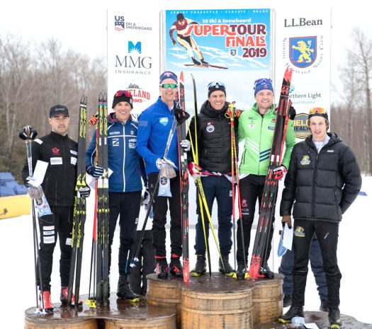 Senior Men’s Top 6 (l-r) Briand 5th, Bolger 4th, Bjornsen 2nd, Hamilton 1st, Ritchie 3rd, Streinz 6th [P] U.S. Ski & Snowboard – Reese Brown