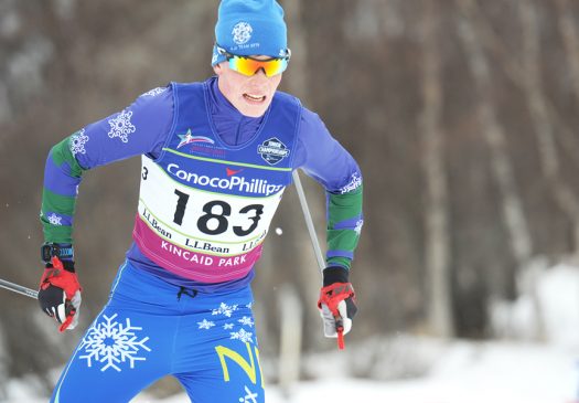 Evan Nichols (Ford Sayre/New England) nears the finish of the men’s U16 5K individual freestyle [P] Michael Dinneen