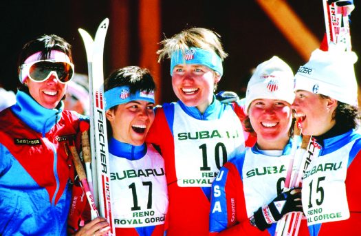 U.S. women’s team in 1992 (l-r) Nancy Fiddler, Betsy Youngman, Dorcas DenHartog, Leslie Thompson and Ingrid Butts [P] Thompson Collection