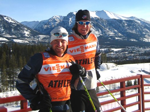 Brian Gregg (l) and Garrott Kuzzy – Canmore WCup [P] courtesy of Lumi Experiences