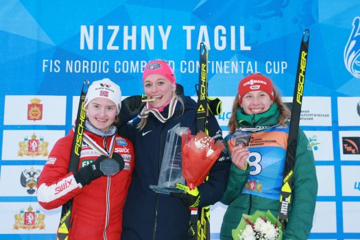 Overall podium Nordic Combined for the 2018/2019 season. Nizhny Tagil, Russia [P] FIS Nordic Combined