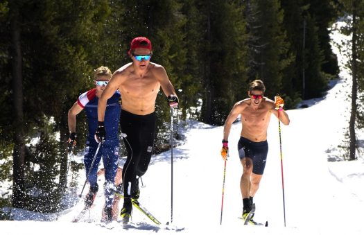 Erik Bjornsen, Luke Jager, Kevin Bolger hammer up the climb [P] U.S. Ski & Snowboard – Matt Whitcomb