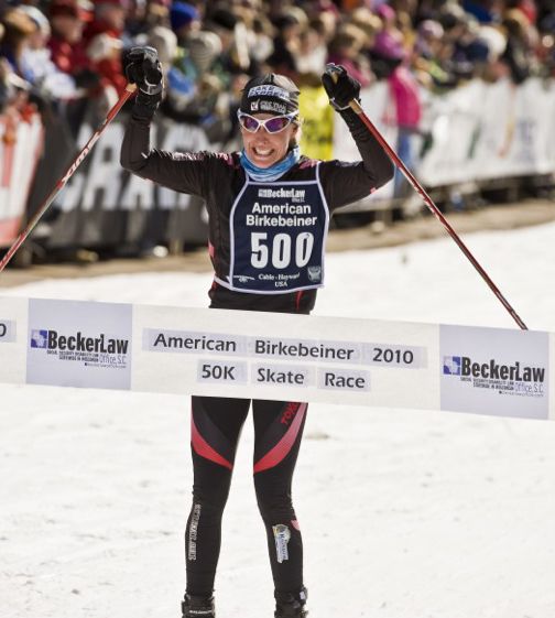 Rebecca Dussault wins 2010 Birkie. [P]...