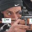 NBA star Scottie Pippin takes to the biathlon range. [P] Peter Graves