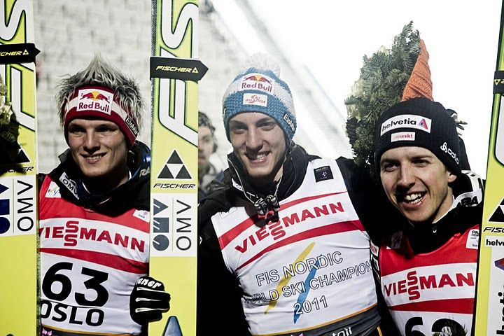 Final podium (l-r) Morgenstern 2nd, Schlierenzauer...