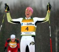 Colorado’s Hajkova celebrates her 15km CL NCAA victory. [P] Herb Swanson