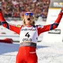 Therese Johaug celebrates the biggest win of her career. [P] Swix Sport USA