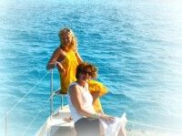 Mom and I on the catamaran