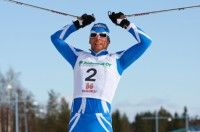 Jean Marc Gaillard (FRA) celebrates his Tour de Barents overall win. [P] Nordic Focus