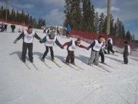 Students practice teamwork. [P] Whitehorse XC Ski Club