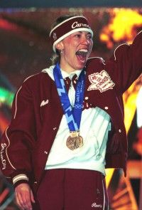 Scott makes history in 2002 at the Salt Lake Winter Olympics [P] Heinz Ruckemann
