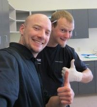 Adam and Michael…our “testing dudes”. Excellent at pricking fingers and drawing blood…among their many talents. [P] Jessie Diggins