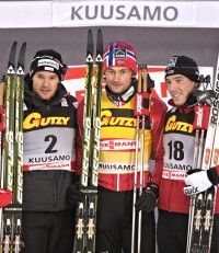 (l-r) Dario Cologna (SUI), Petter Northug (NOR) and Eldar Roenning (NOR) [P] Nordic Focus