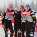 US Women’s Relay team (l-r) Bjornsen, Stephen, Sargent, Randall [P] courtesy of Kikkan Randall