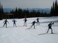 The AWCA boys crust skiing high on top of Silver Star Mountain. [P] courtesy of Drew Goldsack