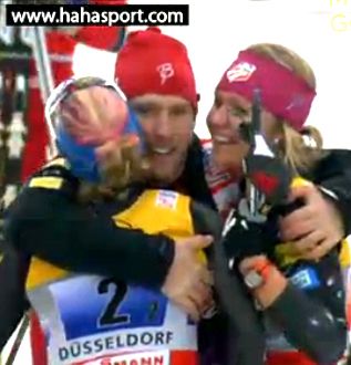 USA’s Randall, Casey Fagerquist (waxer) and...