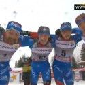 Russians celebrate at the finish