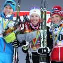 Final podium (l-r) Matveeva 2nd, Randall 1st, Caspersen Falla 3rd [P] Nordic Focus