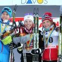 Elite Women’s final sprint podium (l-r) Matveeva 2nd, Randall 1st, Caspersen Falla 3rd [P] Nordic Focus