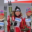 W Podium (l-r) Johaug 2nd, Kowalczyk 1st, Skofterud 3rd. [P] Nordic Focus