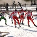 Jessie Diggins, Jennie Bender, and Caitlin Gregg leading out the women’s A final [P] Ian Harvey/Toko