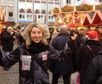 Chandra enjoying the Christmas market in downtown Dusseldorf.