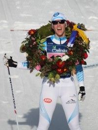 Susanne Nyström (SWE) wins. [P] Worldloppet