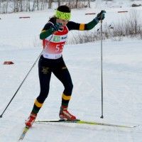 Lucy Garrec of UVM skates to victory in the women’s 5km freestyle race [P] EISA