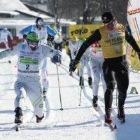 (l) Jerry Ahrlin (SWE) is pipped by Stanislav Rezac (CZE) at the line for the win. [P] Worldloppet