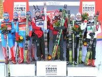 Final podium (l-r) Russia 2nd, Norway 1st, Sweden 3rd. [P] Nordic Focus