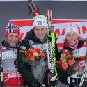 Final podium (l-r) Falla 2nd, Ingemarsdotter 2nd, Randall 3rd [P] Nordic Focus