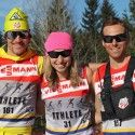 (l-r) Sylvan Ellefson (USA), Chandra Crawford (CAN), and Andrew Newell (USA) [P] Nordic Focus