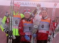 Final podium (l-r): Valjas 2nd, Brandsdal 1st, Golberg 3rd. [P] Nordic Focus