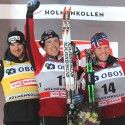 Men’s 50km CL final podium (l-r) Cologna 2nd, Roenning 1st, Johnsrud Sundby 3rd. [P] Nordic Focus