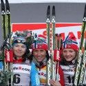 (l-r) Ivanova 2nd, Bjoergen 1st and Falla 3rd [P] Nordic Focus