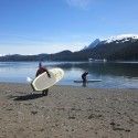 Holly Brooks didn’t go paddle boarding in Hawaii, but she did in Alaska! [P] courtesy of Holly Brooks