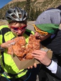The quintessential way to end our PC training camp – the Kamas Bear Claw. Here’s Kevin and Harv getting into it. It’s tradition. And it’s a tasty one – but I recommend a 4hr rollerski at altitude to work up your hunger! [P] The Nish
