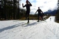 Brent and Phil training away on Frozen Thunder. 1.8km of skiing in mid October. [P] Devon Kershaw