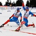 (l-r): Alexander Legkov (RUS) and Maxim Vylegzhanin (RUS) at the finish line [P] Nordic Focus