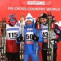 Final podium (l-r) Northug 2nd, Legkov 1st, Manificat 3rd [P] Nordic Focus